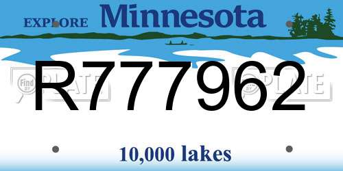 R777962 Minnesota License Plate
