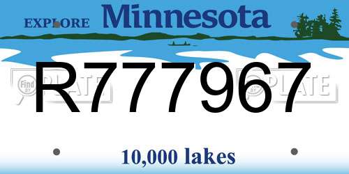 R777967 Minnesota License Plate