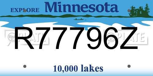 R77796Z Minnesota License Plate