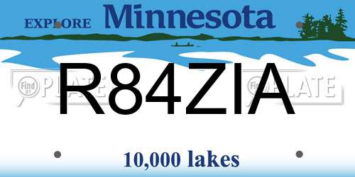 R84ZIA Minnesota License Plate