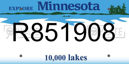 R851908 Minnesota License Plate