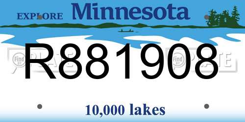R881908 Minnesota License Plate