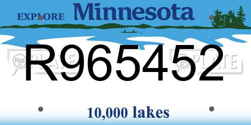 R965452 Minnesota License Plate