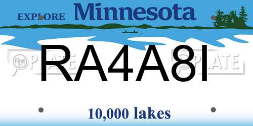 RA4A8I Minnesota License Plate