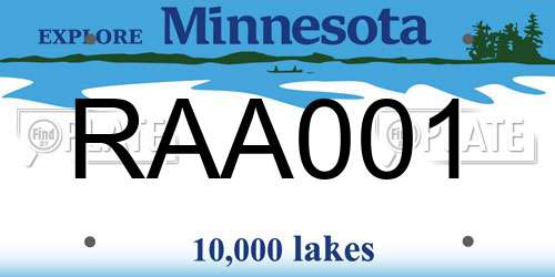 RAA001 Minnesota License Plate