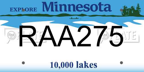 RAA275 Minnesota License Plate