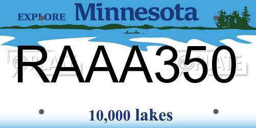 RAAA350 Minnesota License Plate
