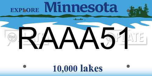RAAA51 Minnesota License Plate