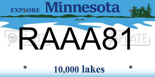 RAAA81 Minnesota License Plate
