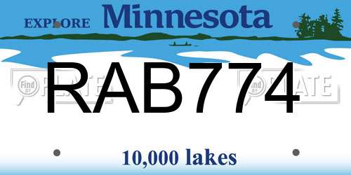 RAB774 Minnesota License Plate