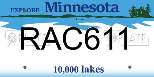 RAC611 Minnesota License Plate