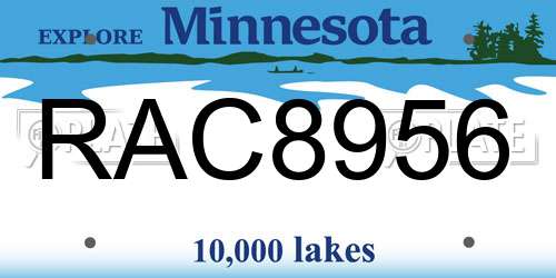 RAC8956 Minnesota License Plate