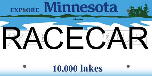 RACECAR Minnesota License Plate