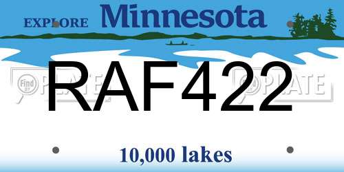 RAF422 Minnesota License Plate