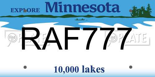 RAF777 Minnesota License Plate