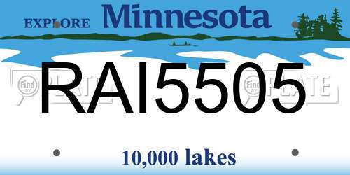 RAI5505 Minnesota License Plate