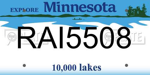 RAI5508 Minnesota License Plate