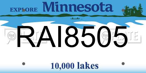 RAI8505 Minnesota License Plate