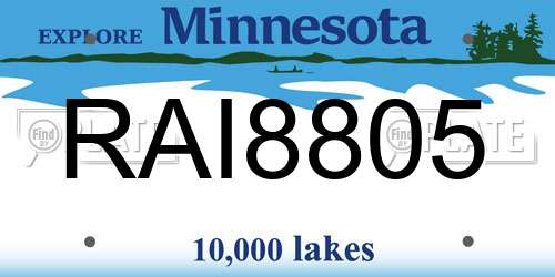 RAI8805 Minnesota License Plate