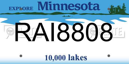 RAI8808 Minnesota License Plate