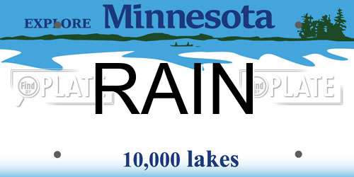 RAIN Minnesota License Plate