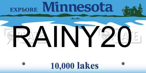 RAINY20 Minnesota License Plate