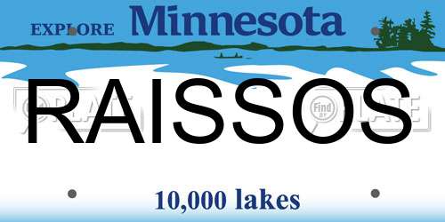 RAISSOS Minnesota License Plate
