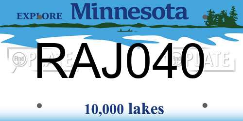 RAJ040 Minnesota License Plate