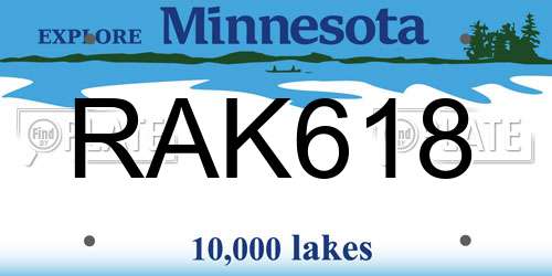 RAK618 Minnesota License Plate