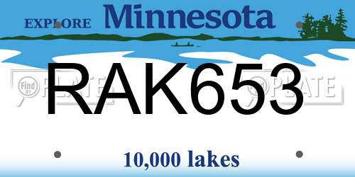 RAK653 Minnesota License Plate