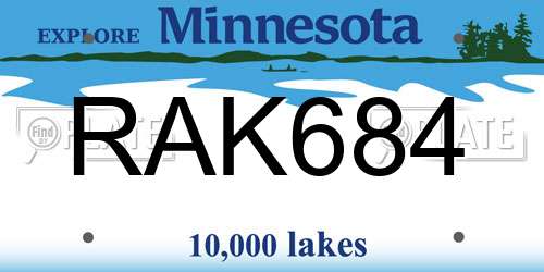 RAK684 Minnesota License Plate