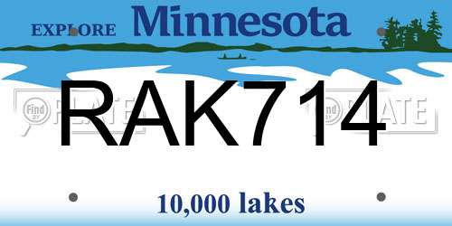 RAK714 Minnesota License Plate