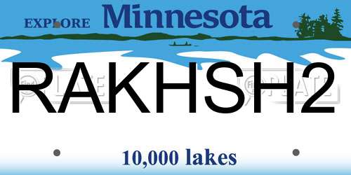 RAKHSH2 Minnesota License Plate