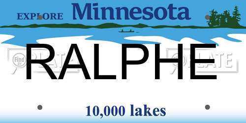 RALPHE Minnesota License Plate