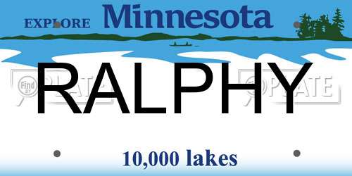 RALPHY Minnesota License Plate