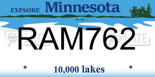 RAM762 Minnesota License Plate