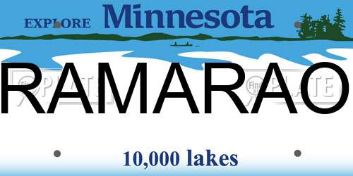 RAMARAO Minnesota License Plate