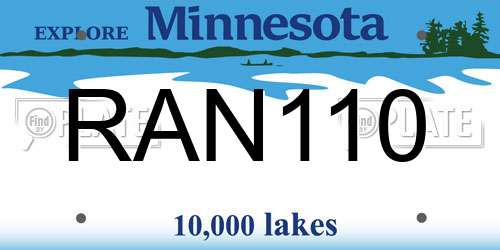 RAN110 Minnesota License Plate
