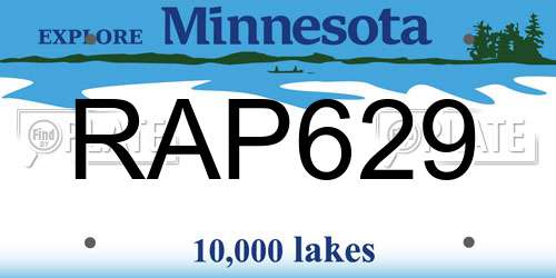 RAP629 Minnesota License Plate
