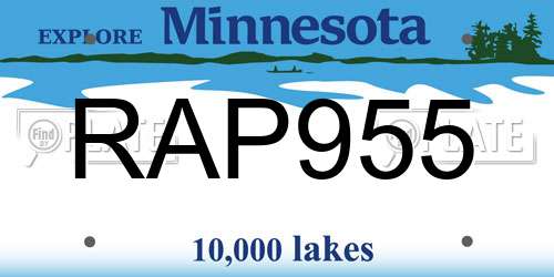 RAP955 Minnesota License Plate