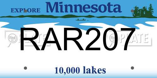 RAR207 Minnesota License Plate