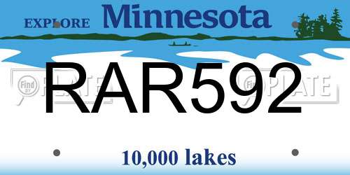 RAR592 Minnesota License Plate