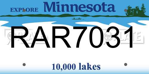 RAR7031 Minnesota License Plate