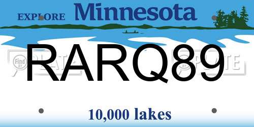 RARQ89 Minnesota License Plate