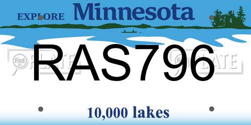 RAS796 Minnesota License Plate