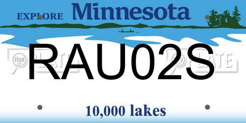 RAU02S Minnesota License Plate
