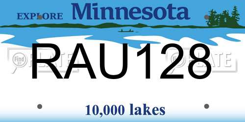 RAU128 Minnesota License Plate