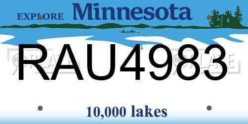 RAU4983 Minnesota License Plate