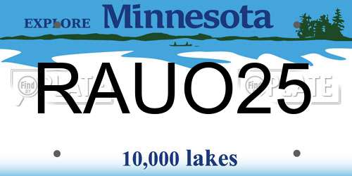 RAUO25 Minnesota License Plate