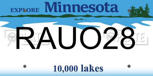 RAUO28 Minnesota License Plate